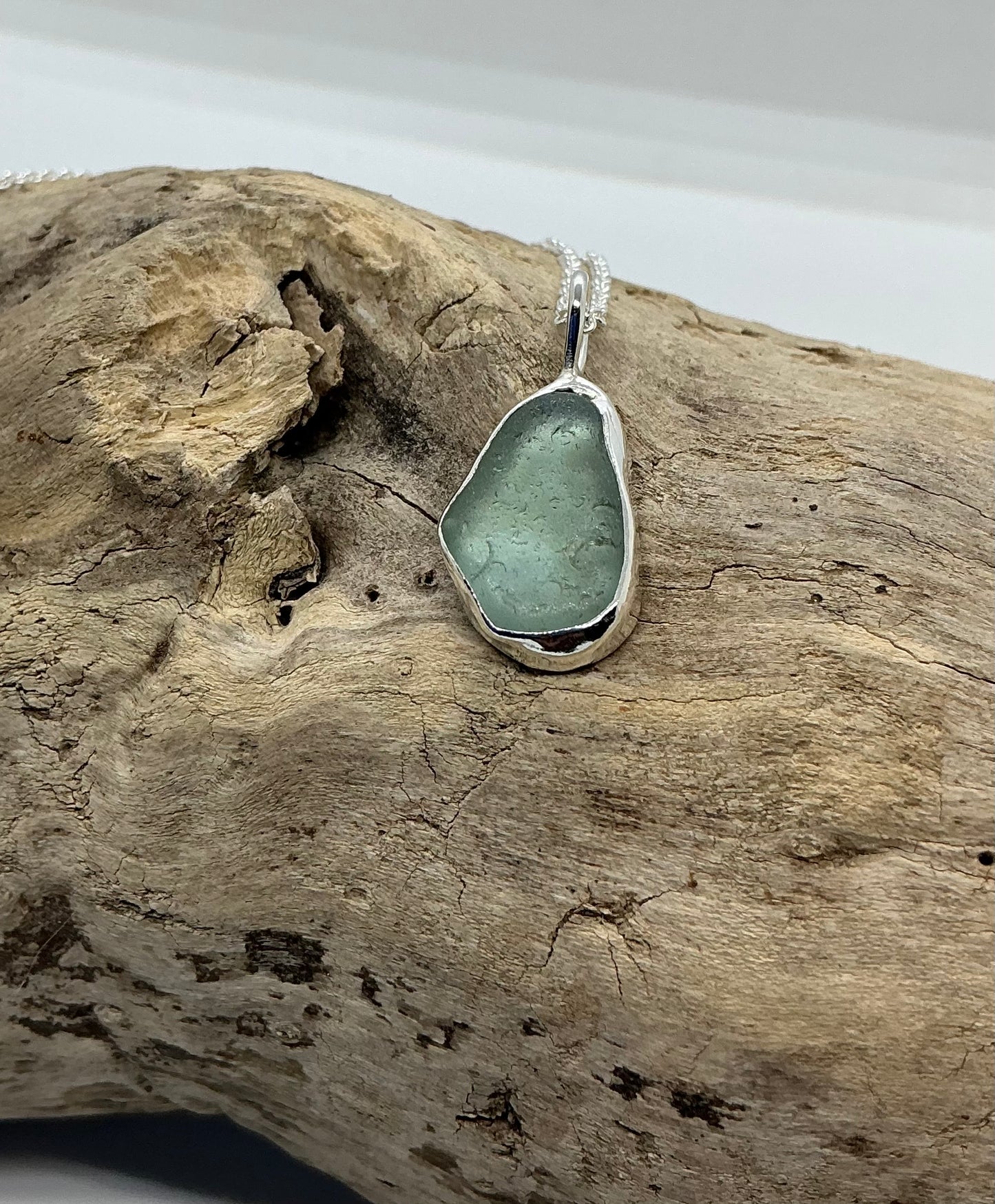 Aqua sea glass pendant