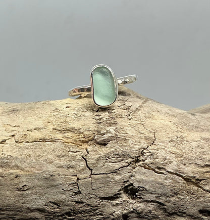 Sea foam sea glass ring UK size V1/2