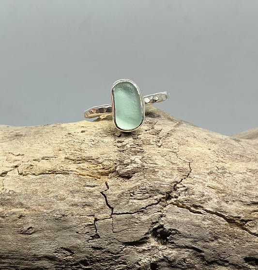 Sea foam sea glass ring UK size V1/2