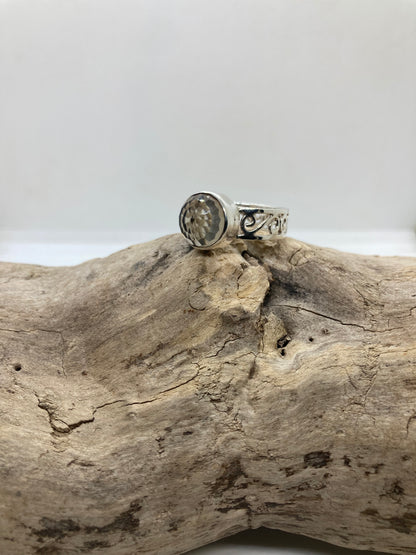 Smokey Quartz sterling silver ring UK size R