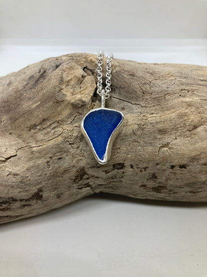 Beautiful Blue Northumberland sea glass pendant