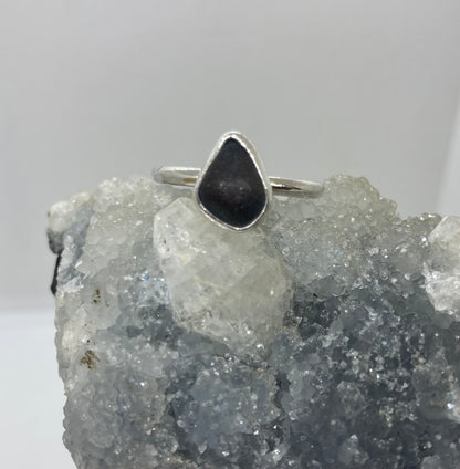 Black Sea glass ring UK size T