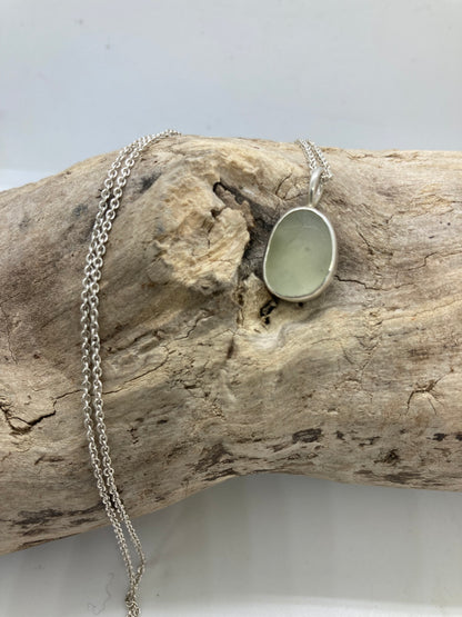 Cream sea glass pendant