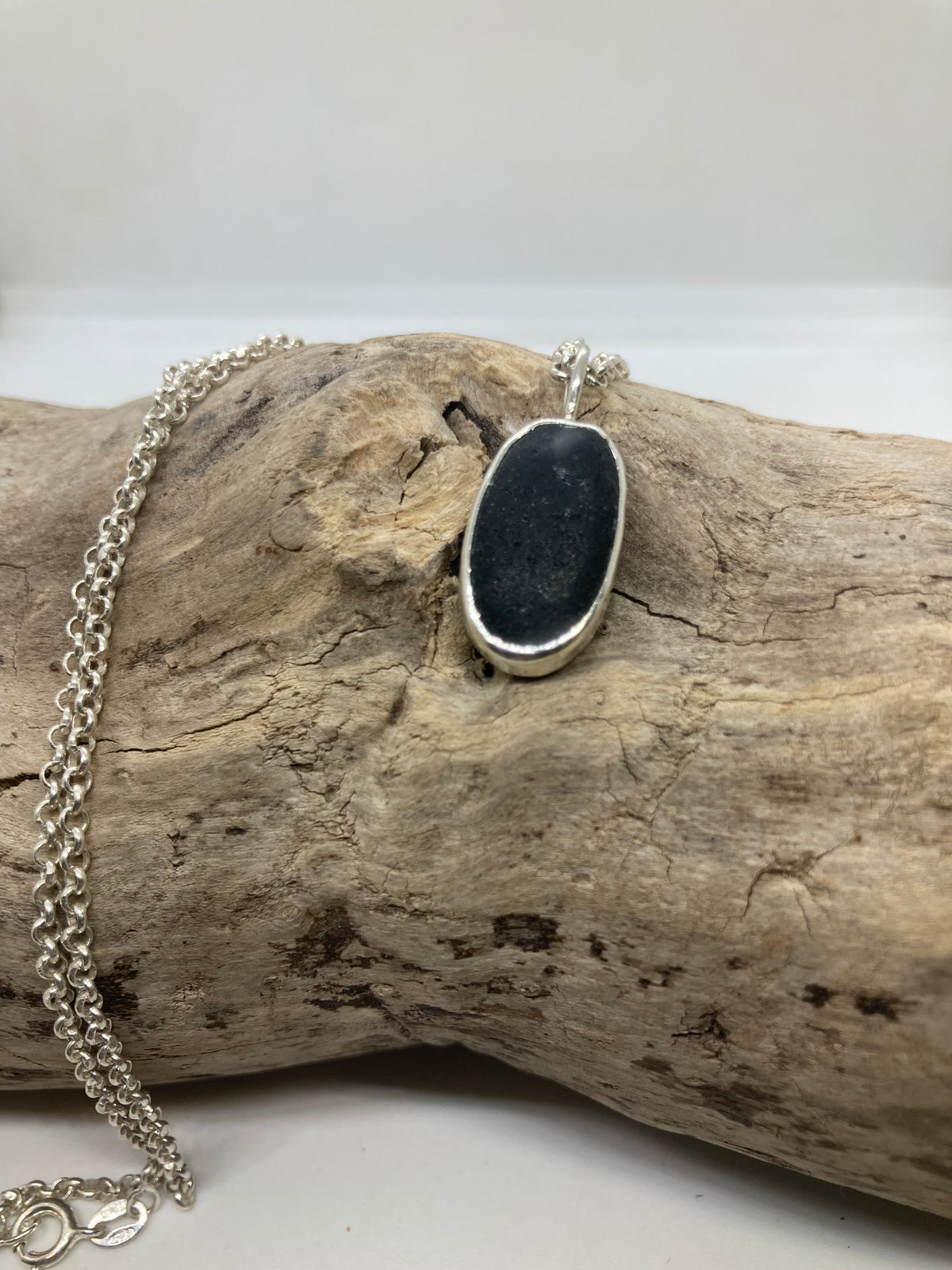 Rare Purple Seaham Sea glass sterling silver pendant