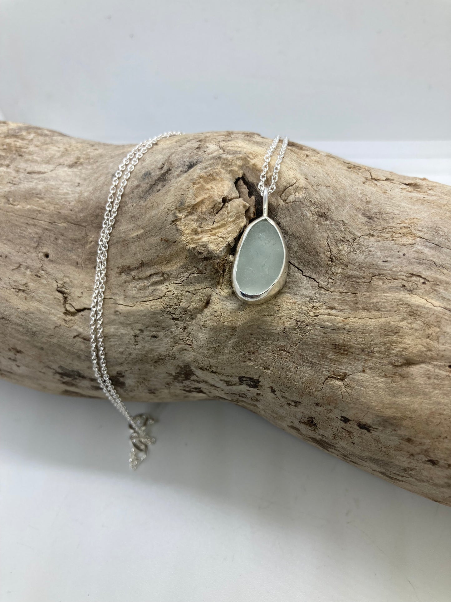 White Seaham sea glass pendant