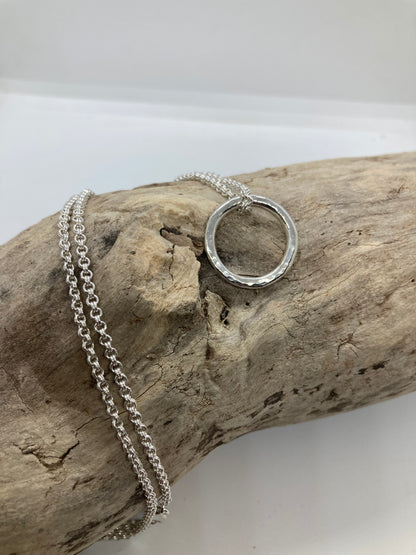 Hammered open circle pendant