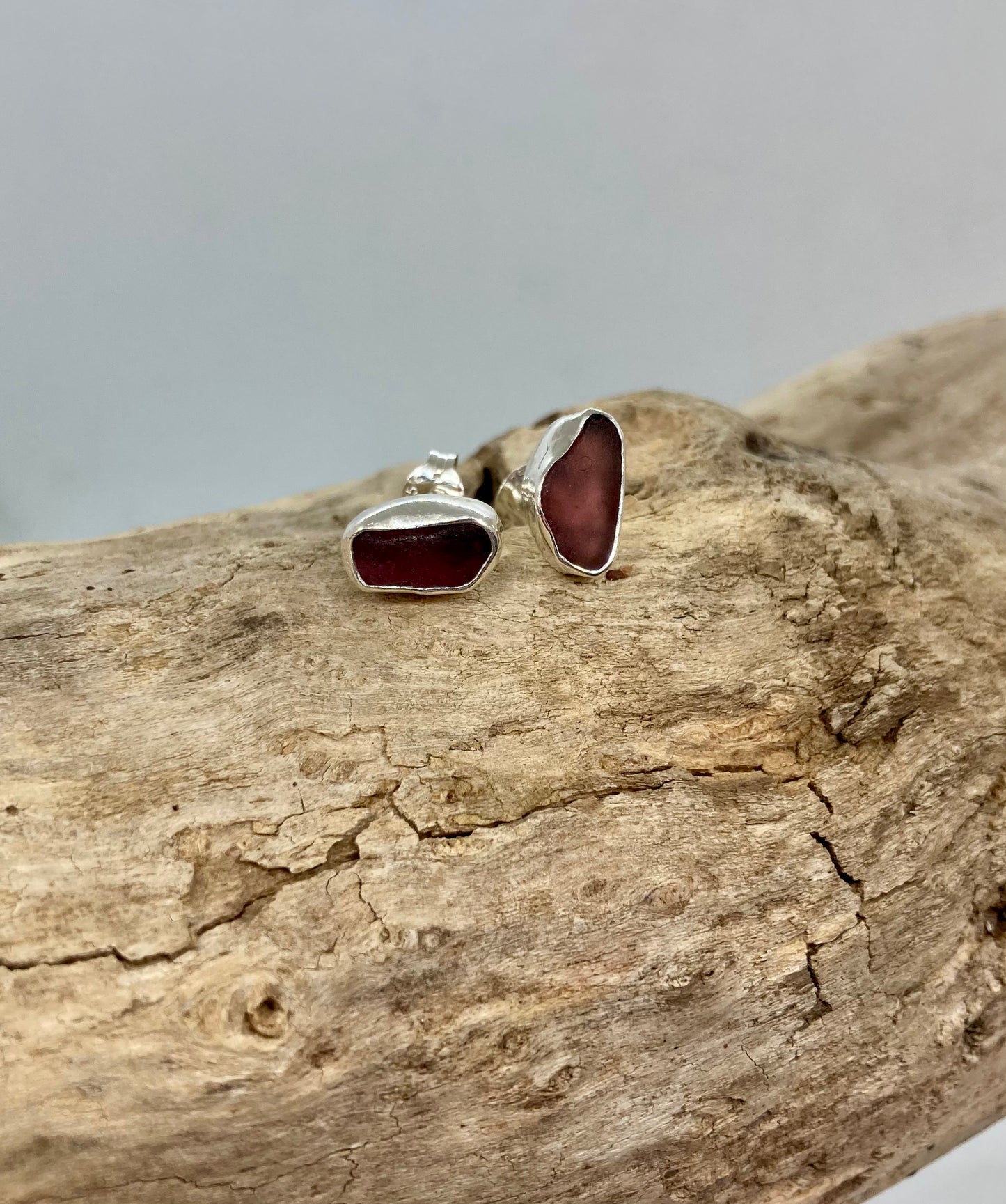 Rare Purple sea glass stud earrings