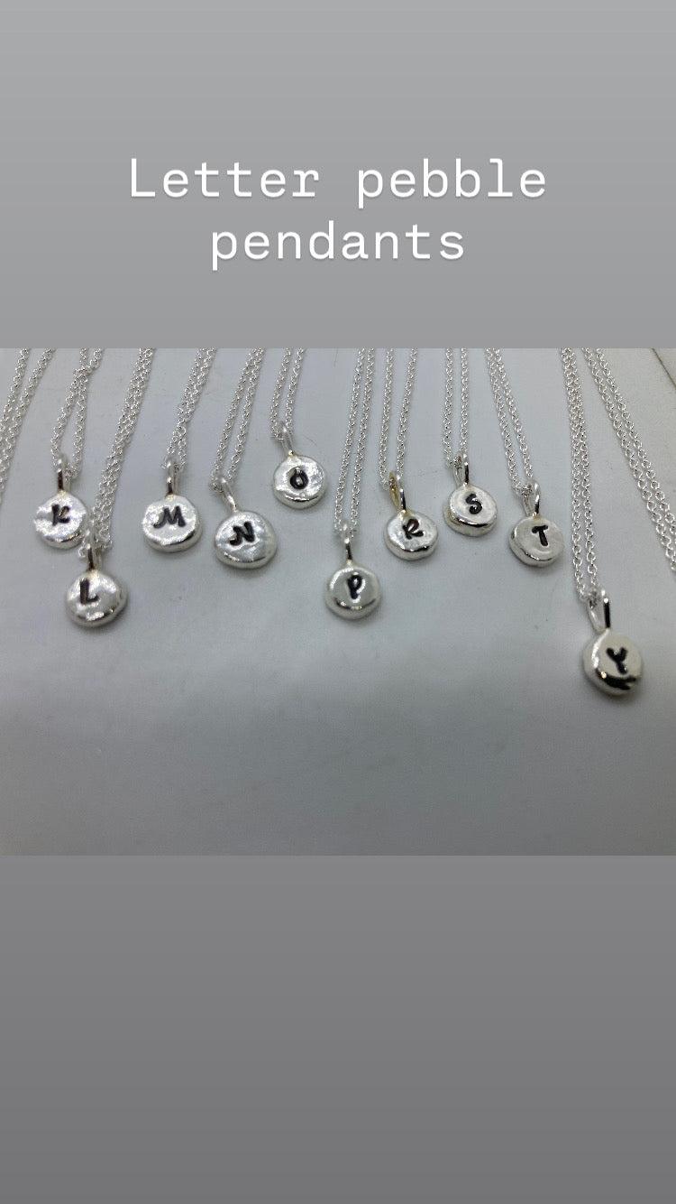 Initial pebble pendants