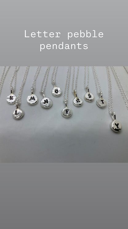 Initial pebble pendants