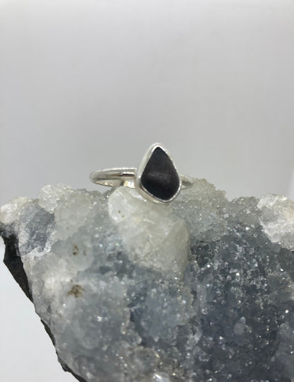 Black Sea glass ring UK size T
