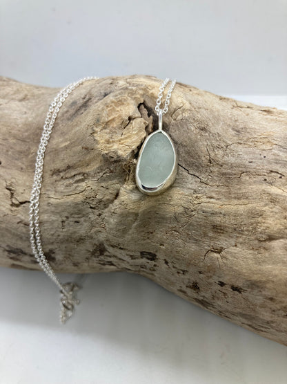 White Seaham sea glass pendant
