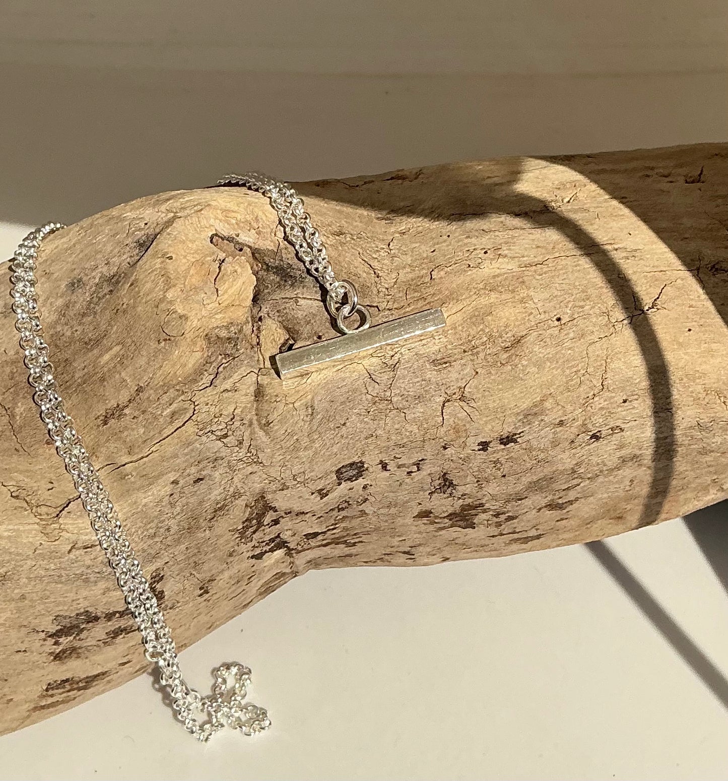 Chunky sterling silver T-Bar necklace