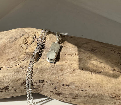 White Sea glass pendant