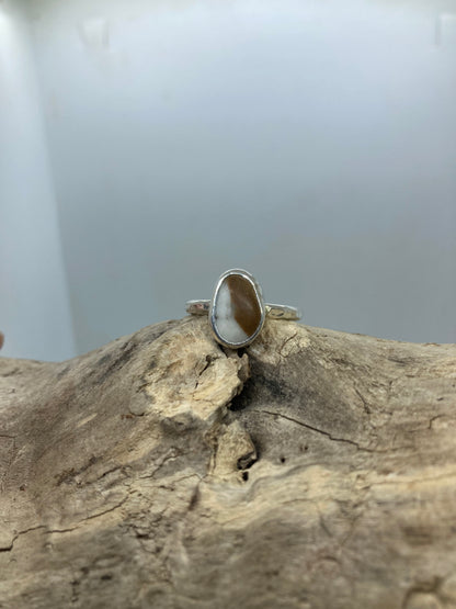 Unusual stone with Quartz silver ring UK size P