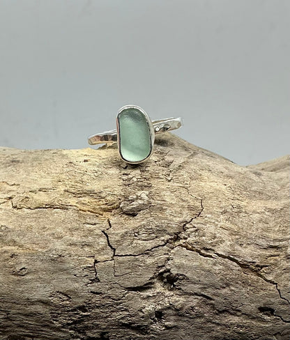 Sea foam sea glass ring UK size V1/2