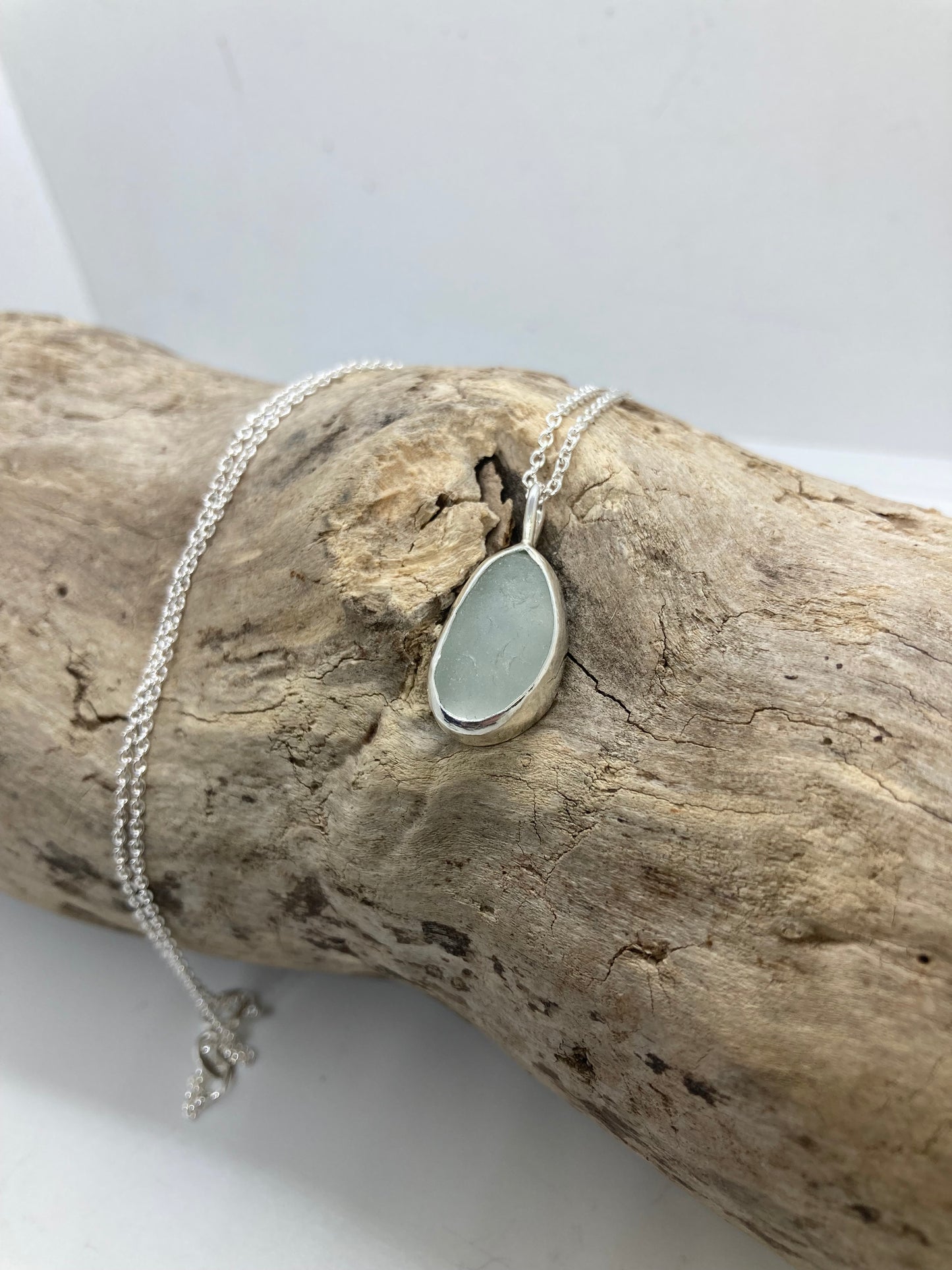 White Seaham sea glass pendant
