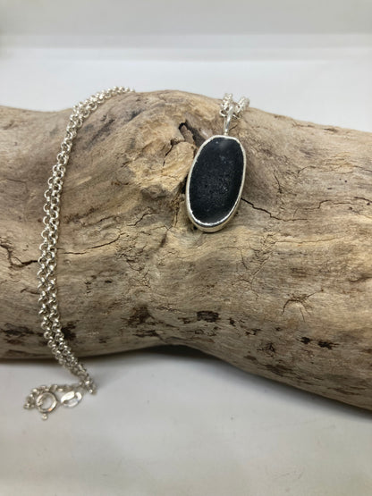 Rare Purple Seaham Sea glass sterling silver pendant
