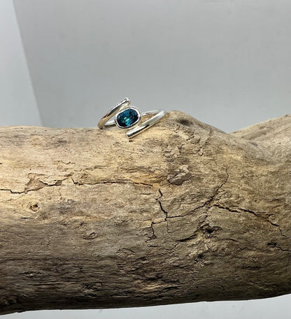 London blue Topaz twist ring UK size M