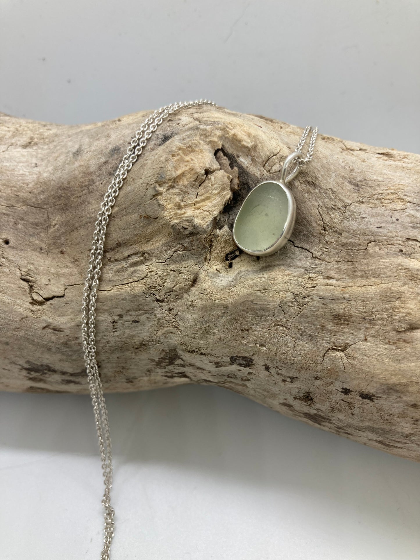 Cream sea glass pendant