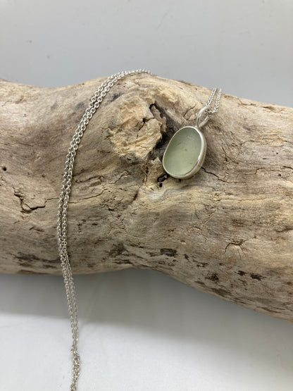 Cream sea glass pendant