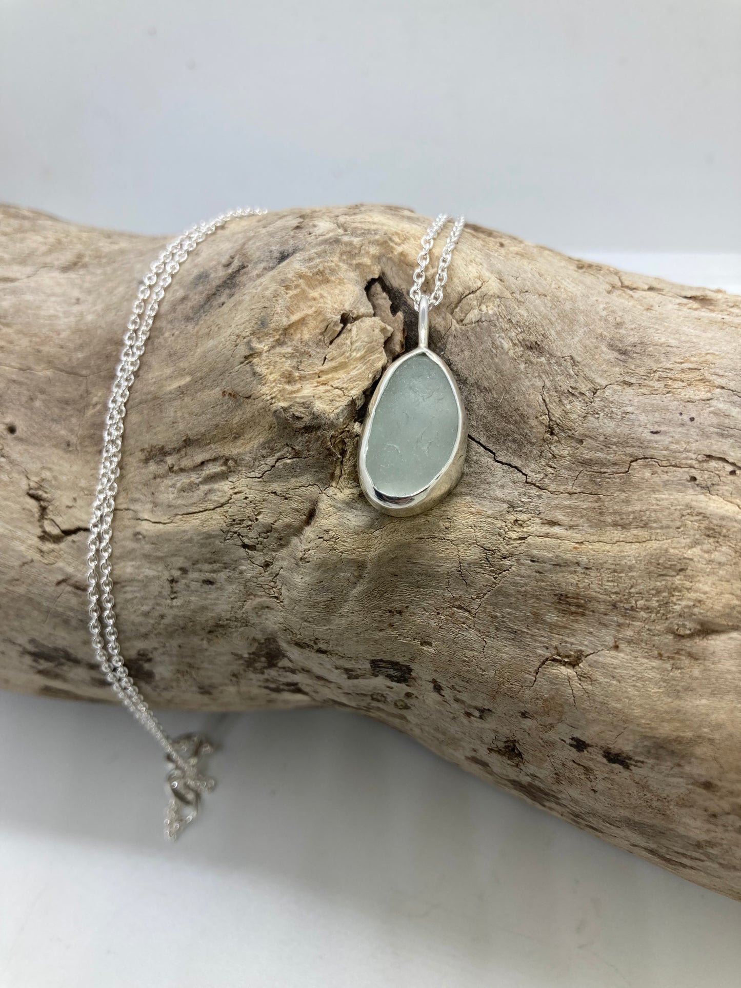 White Seaham sea glass pendant