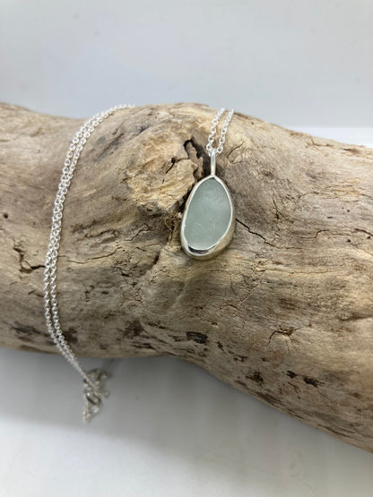 White Seaham sea glass pendant