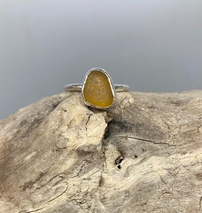 Sea glass ring UK size P1/2