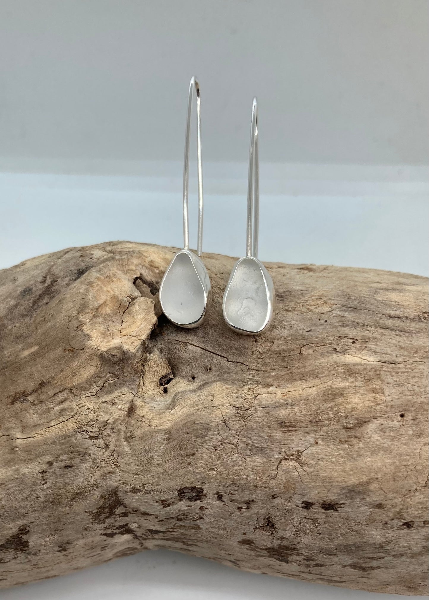 White Sea glass drop earrings