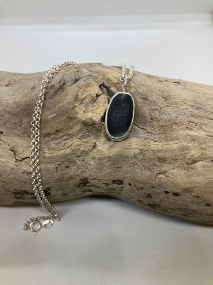 Rare Purple Seaham Sea glass sterling silver pendant