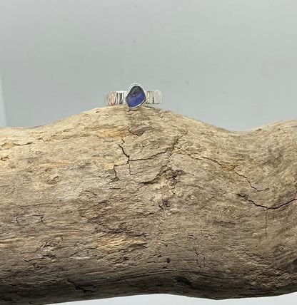 Shades of purple sea glass ring UK size N