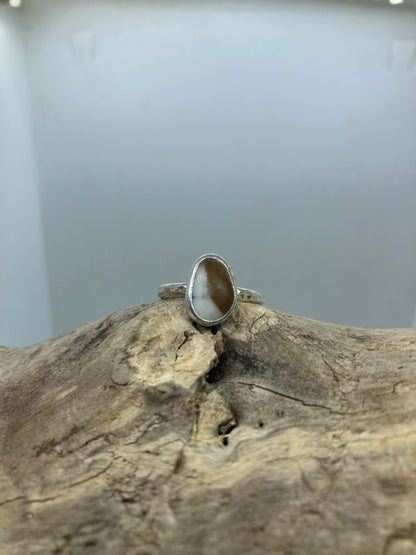 Unusual stone with Quartz silver ring UK size P