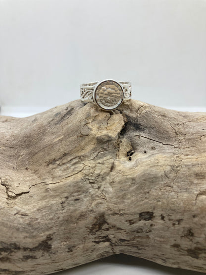 Smokey Quartz sterling silver ring UK size R