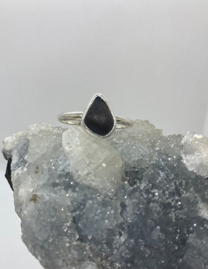 Black Sea glass ring UK size T