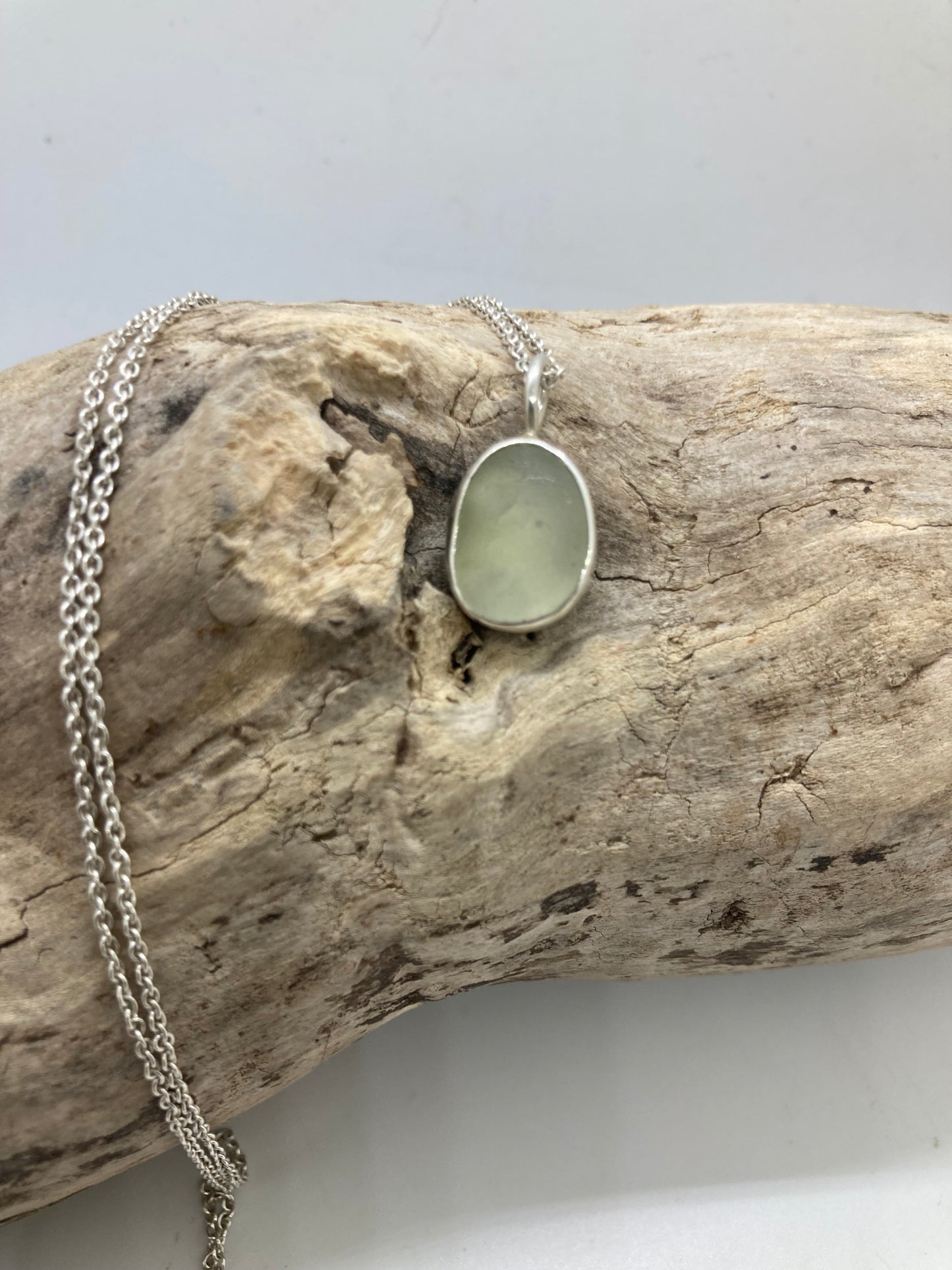 Cream sea glass pendant