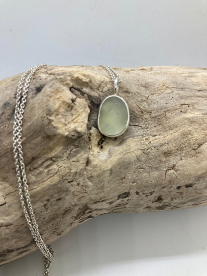 Cream sea glass pendant