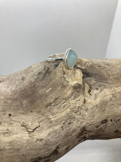 Opalescent Seaham sea glass ring UK size O1/2
