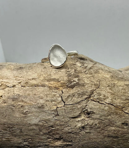 White Seaham sea glass ring UK size S