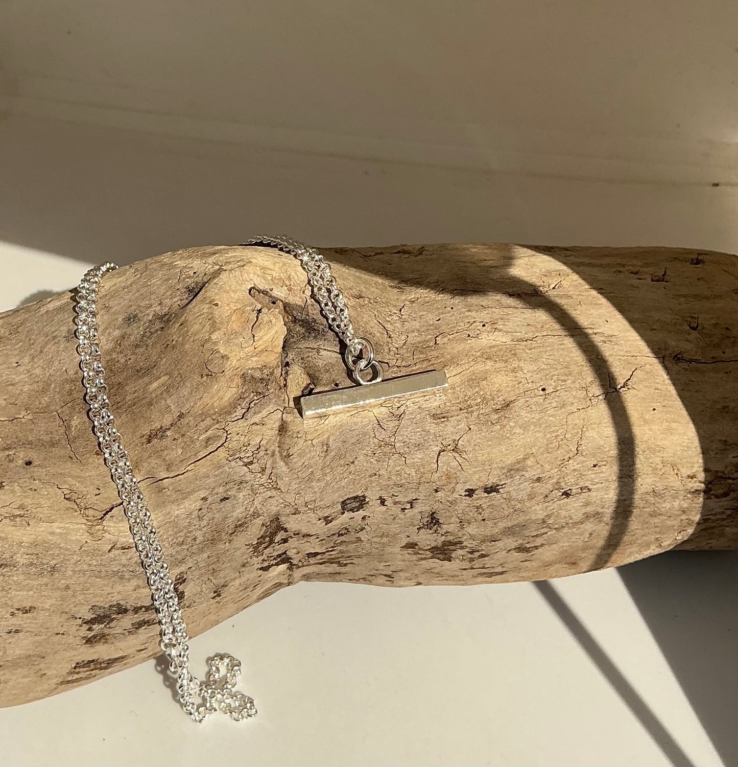 Chunky sterling silver T-Bar necklace