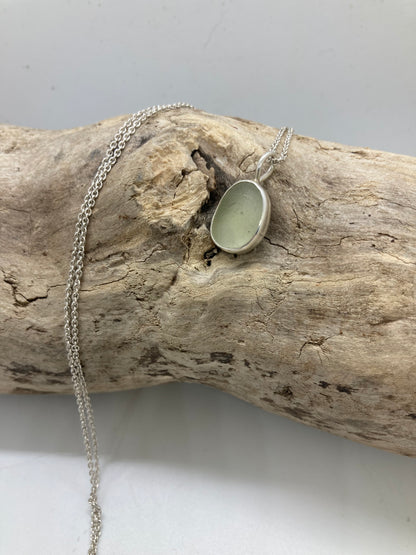 Cream sea glass pendant