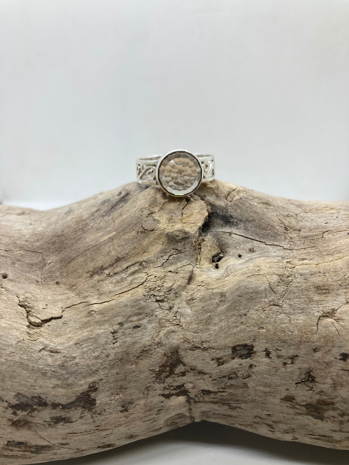 Smokey Quartz sterling silver ring UK size R