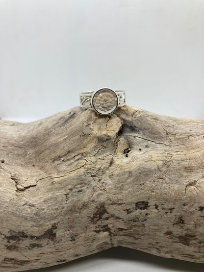 Smokey Quartz sterling silver ring UK size R