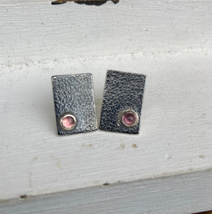 Pink Tourmaline Sterling Silver Stud Earrings