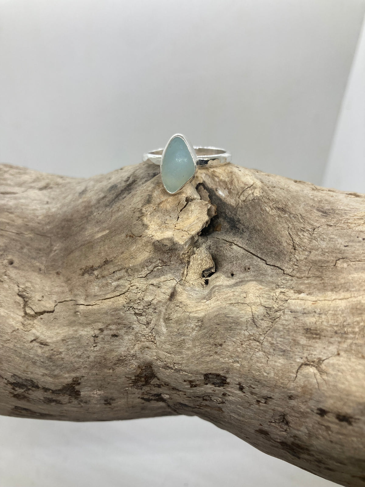 Opalescent Seaham sea glass ring UK size O1/2