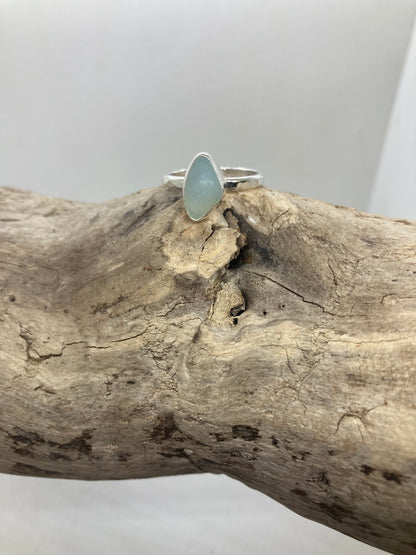Opalescent Seaham sea glass ring UK size O1/2