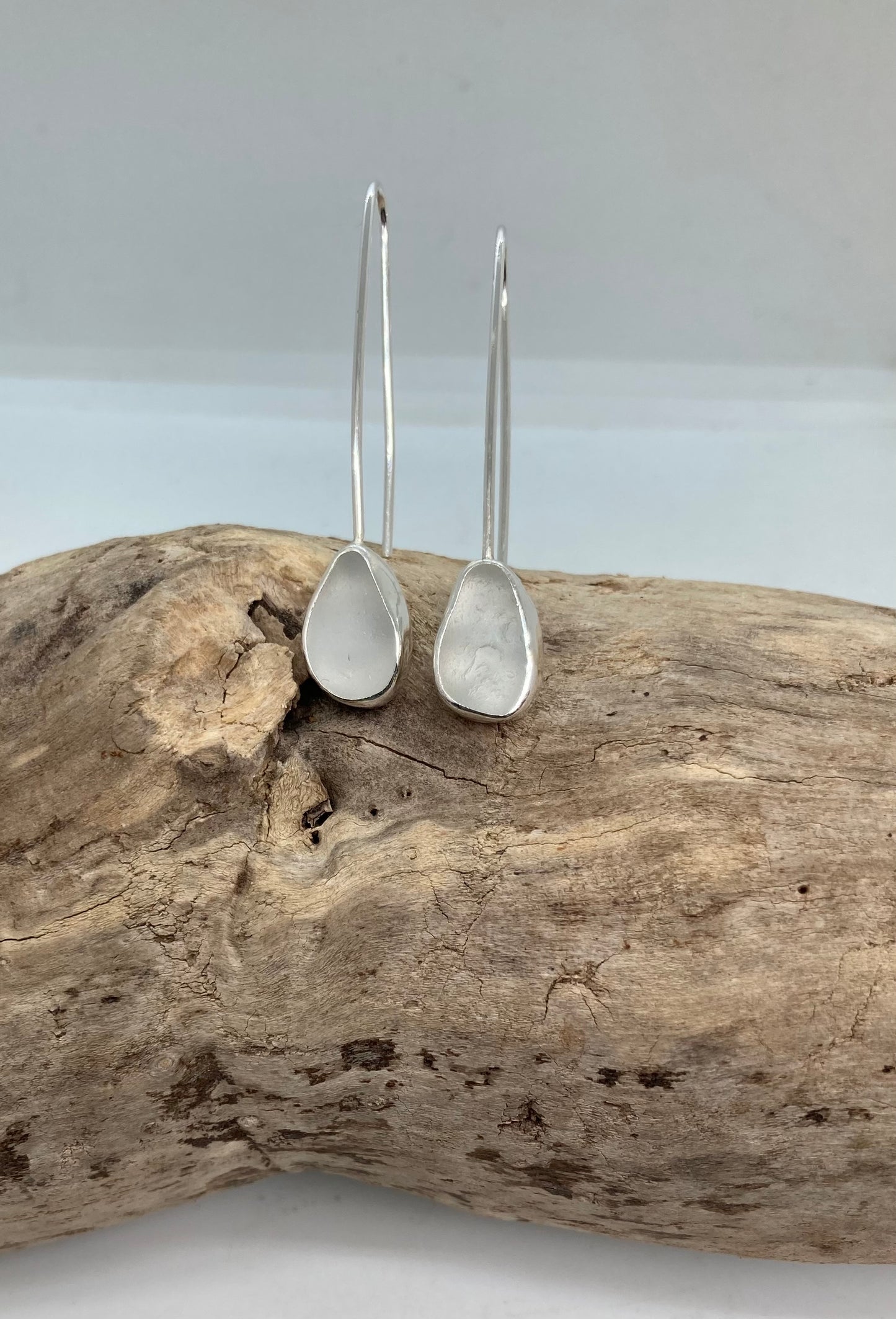 White Sea glass drop earrings