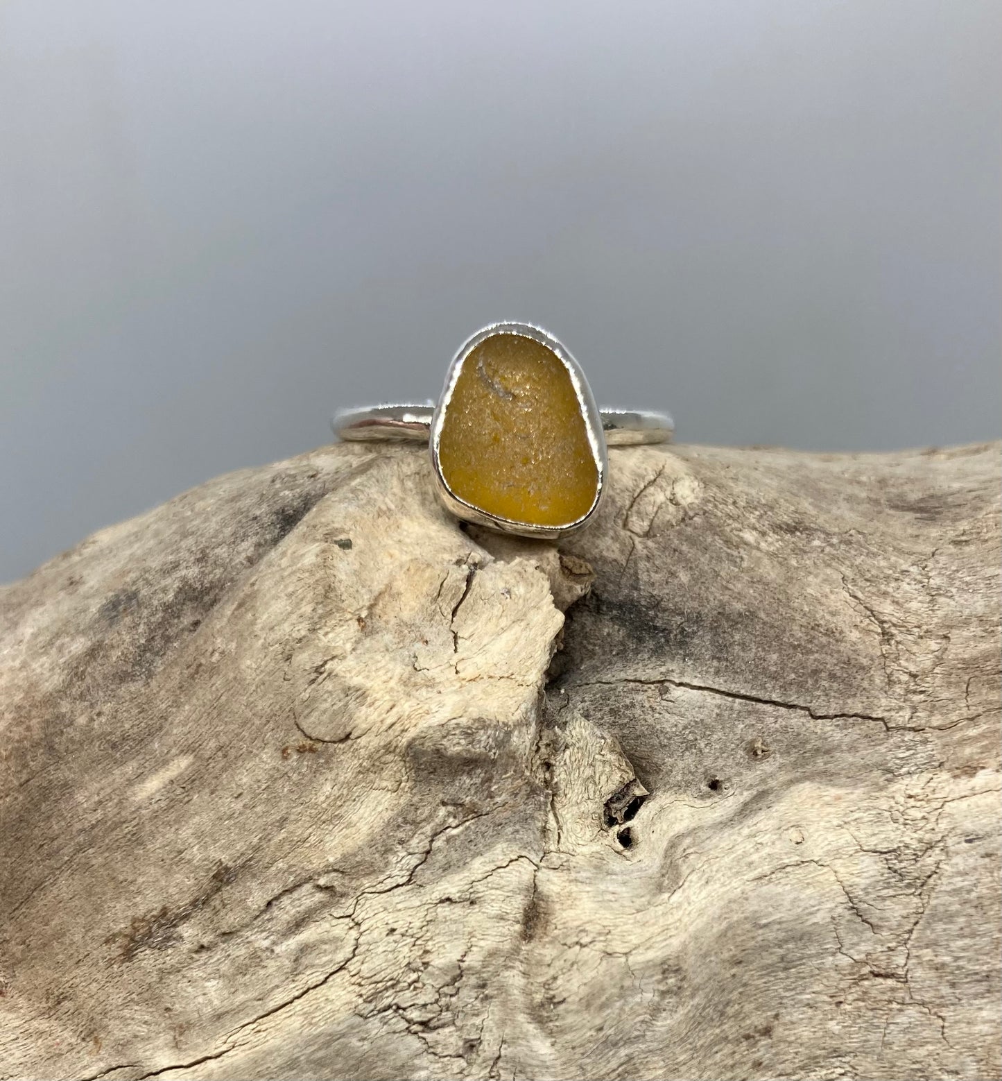 Sea glass ring UK size P1/2
