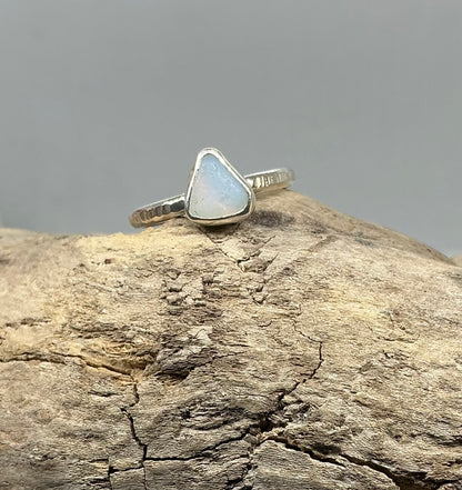 Rare Opalescent sea glass ring UK size O1/2