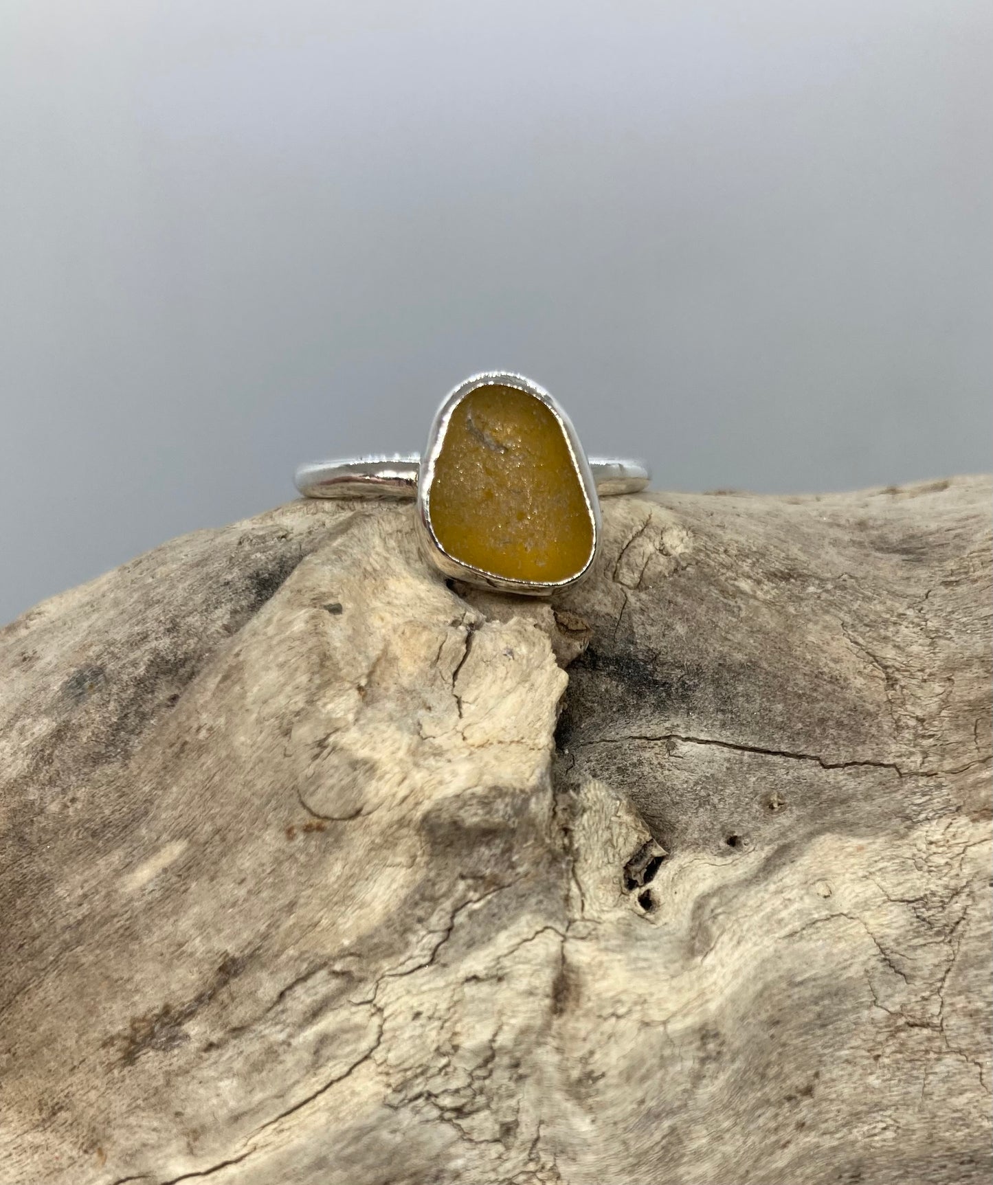 Sea glass ring UK size P1/2