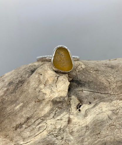 Sea glass ring UK size P1/2