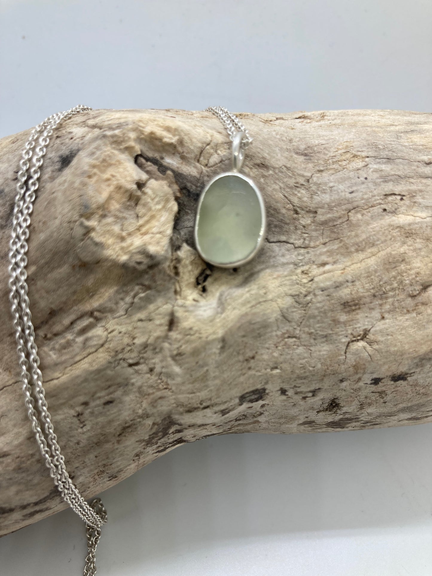 Cream sea glass pendant